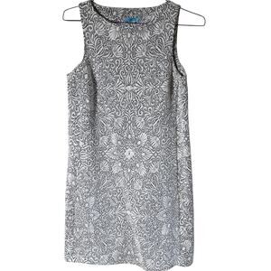 J. McLaughlin Jacquard Shift Dress SZ S Metalasse Textured Stretch Black Cream